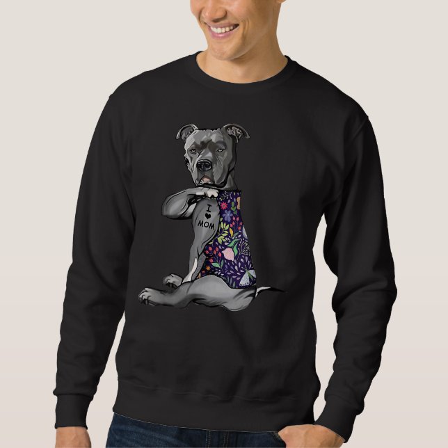 Sudadera Flor Pitbull Amo A Mamá Pitbull Tattoo Madthers D (Anverso)