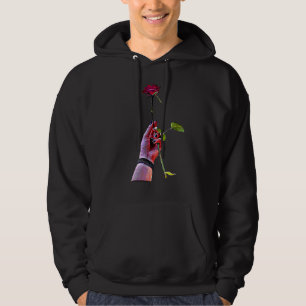 Sudadera Flor Roja Guay Con Mano Para Chicas