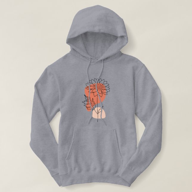 Sudadera Flor salvaje mínima Boho , arte mínimo bohemiam (Diseño del anverso)