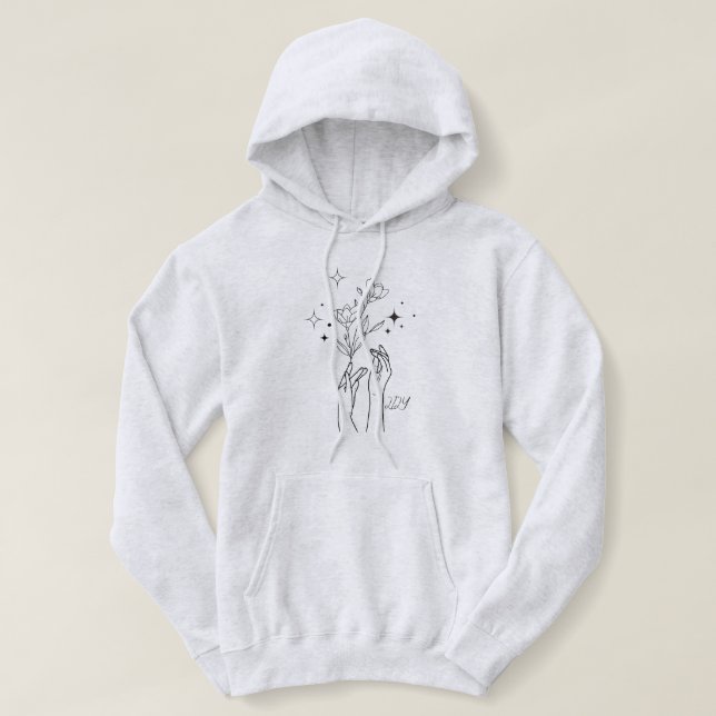 Sudadera Flor Silvestre Mínima Boho, Arte Mínimo Bohemio (Diseño del anverso)