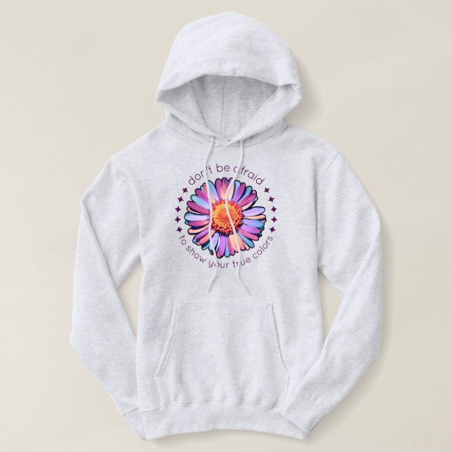 Sudadera Flor suave morado rosa azul margarita mujeres bise (Diseño del anverso)