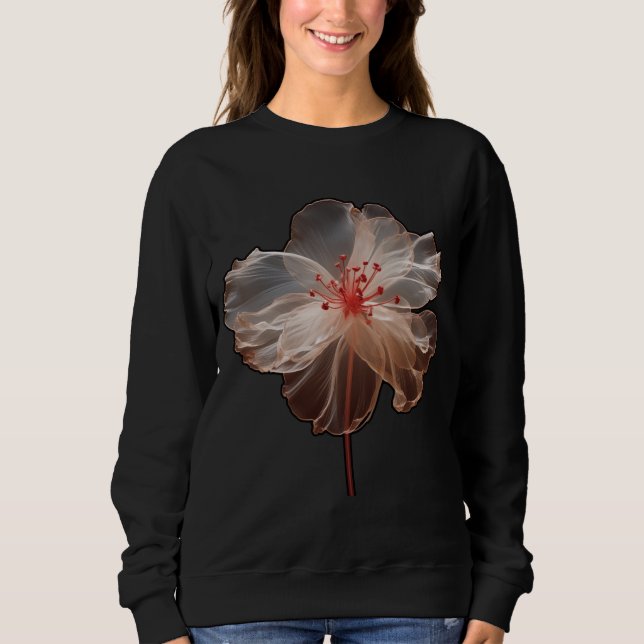 Sudadera Flor translúcida elegante sobre negro (Anverso)