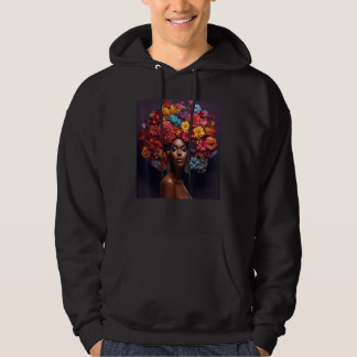 Sudadera Floral Afro Woman Black Queen Puff Melanin Rainbow
