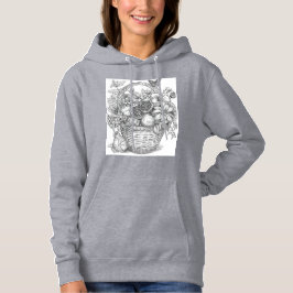 Sudadera Floral Basket and Fruits Ink Illustration Hoodie