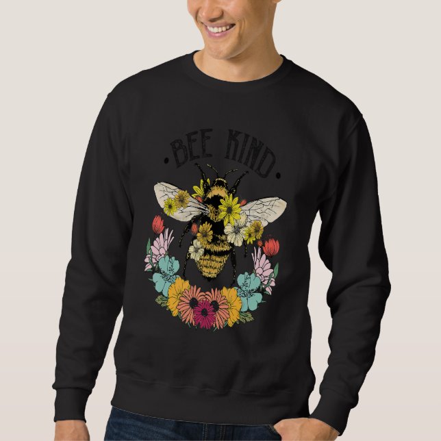 Sudadera Floral Bee Kind Cita Tees gráficos y diseño de Gua (Anverso)