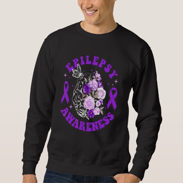 Sudadera Floral Brain Purple Ribbon Epilepsy Awareness Mont (Anverso)