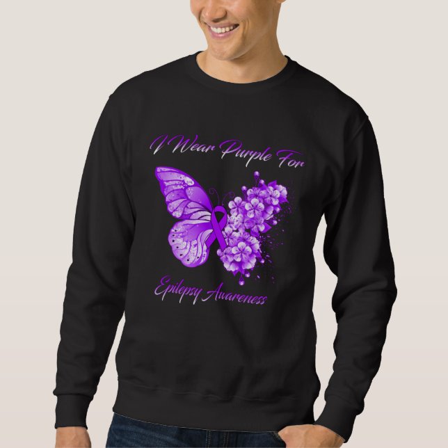 Sudadera Floral Butterfly Wear Purple Ribbon Epilepsy Month (Anverso)