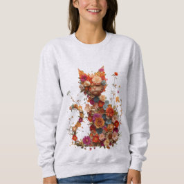 Sudadera Floral Cat Sweatshirt | Cozy Aesthetic Cat Lover 