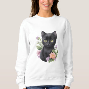 Sudadera Floral cúrcuma de gato negro