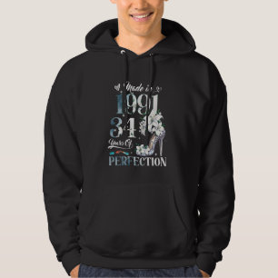 Sudadera Floral de cumpleaños número 34 hecha por mujeres e