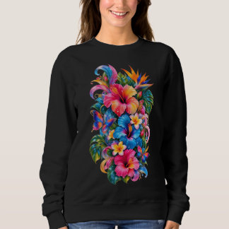 Sudadera floral de hibisco tropical, Bota colorida