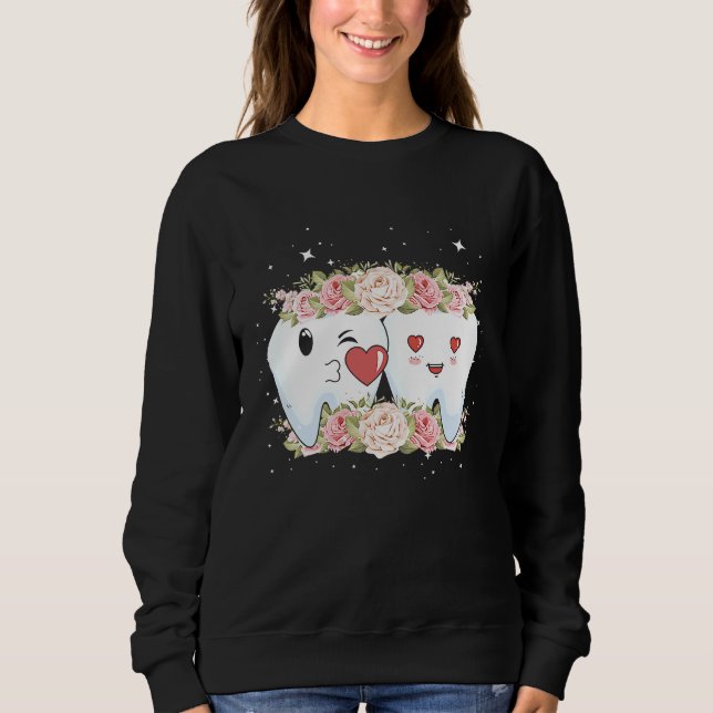 Sudadera Floral Dentist Dental Hygienist Valentine's Day (Anverso)