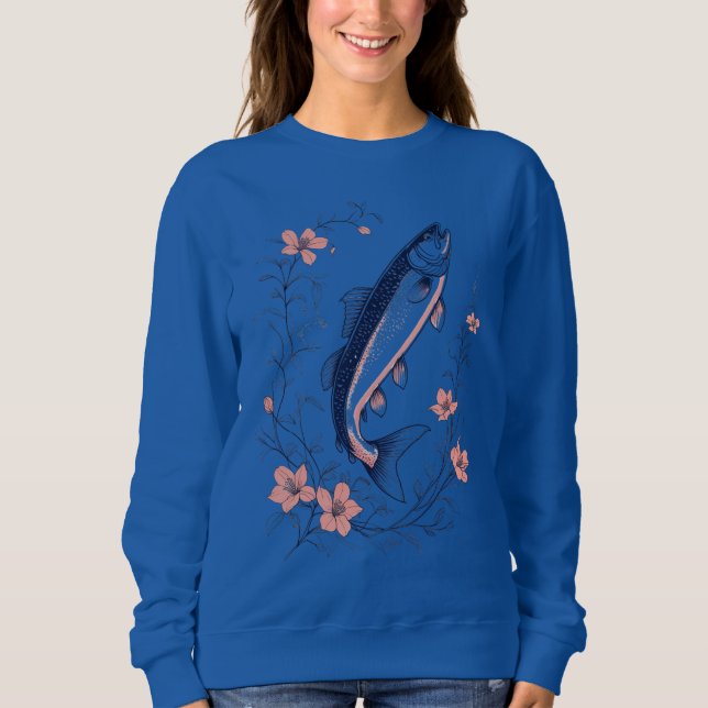 Sudadera Floral Fish Art – Women’s Sweatshirt (Anverso)
