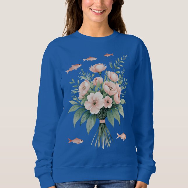 Sudadera Floral Fish Bouquet – Women’s Sweatshirt (Anverso)