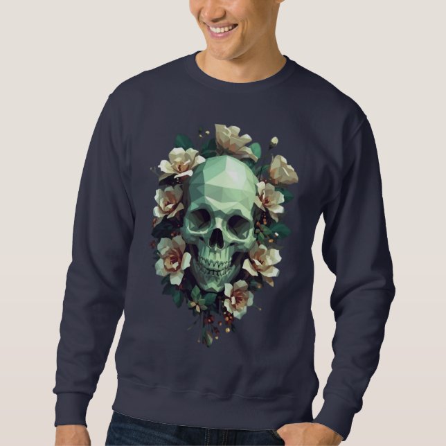 Sudadera Floral Head Skull Pixel Art (Anverso)