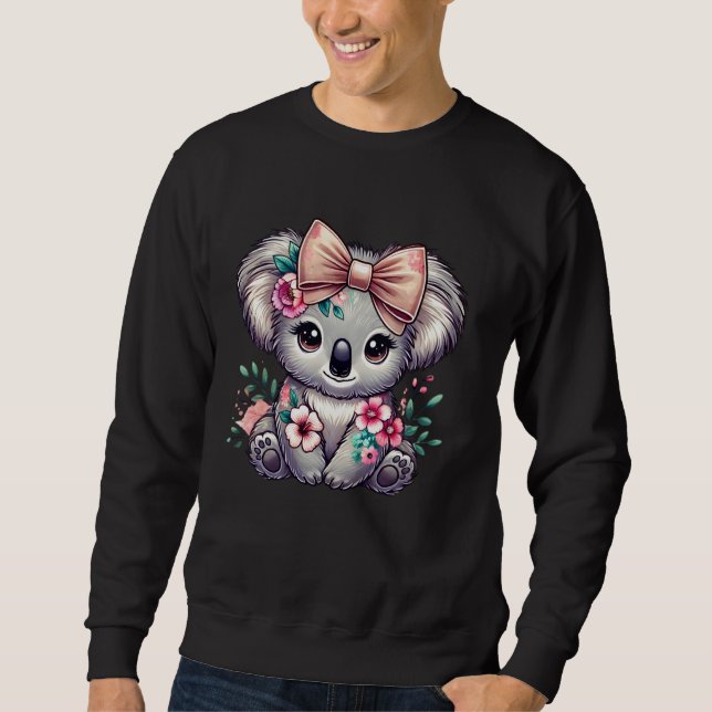 Sudadera Floral Koala Bear Flower Bow Cute Koala Lover Wome (Anverso)