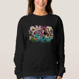 Sudadera Floral Leopard Mama Bunny Carrot Happy Easter Moth