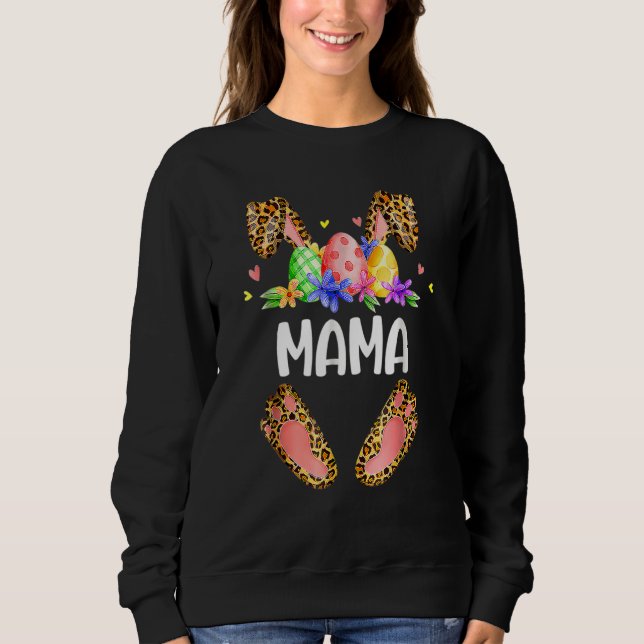 Sudadera Floral Leopard Mama Bunny Easter Happy Easter Moth (Anverso)