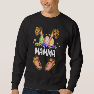 Sudadera Floral Leopard Mamma Bunny Easter Feliz Día de Pas