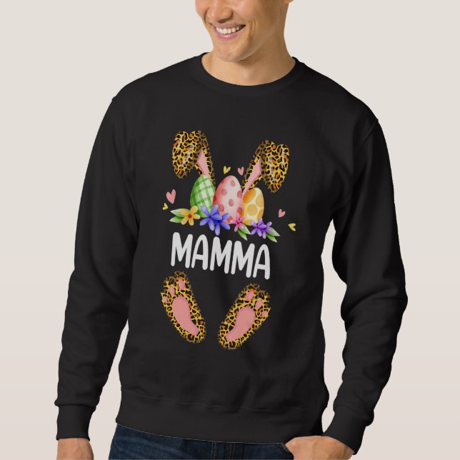 Sudadera Floral Leopard Mamma Bunny Easter Feliz Día de Pas (Anverso)
