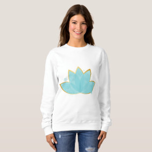 Sudadera Floral Lotus Seafoam Blue & Faux Gold