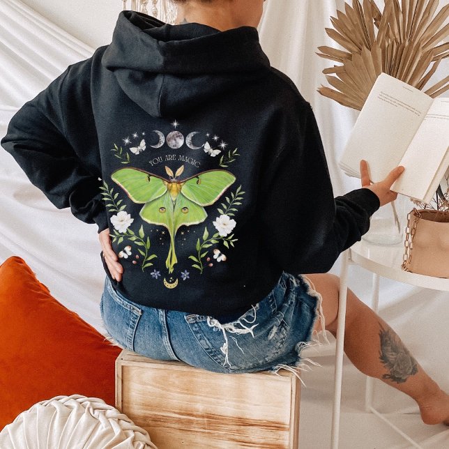 Sudadera Floral Luna Moth Zip Up Hoodie Back & Front print (Subido por el creador)