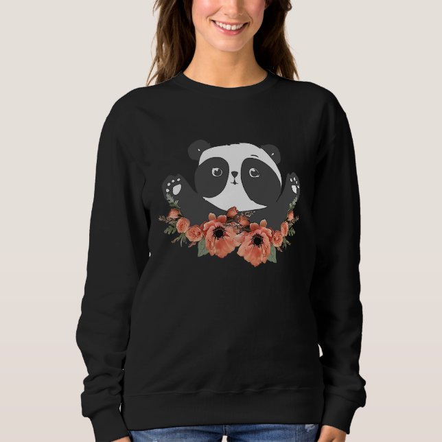Sudadera Floral Panda Lover, Zoo Animal Lovers, Funny Bear  (Anverso)