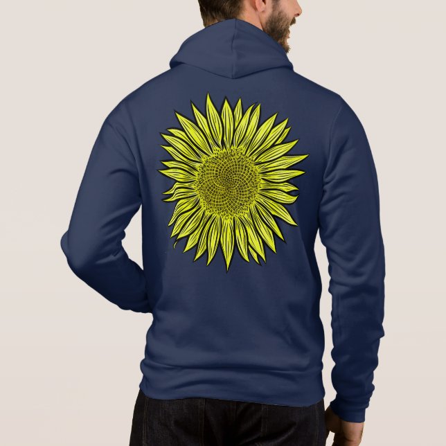 Sudadera Floral Rústico Amarillo Giro mano de girasol (Reverso)