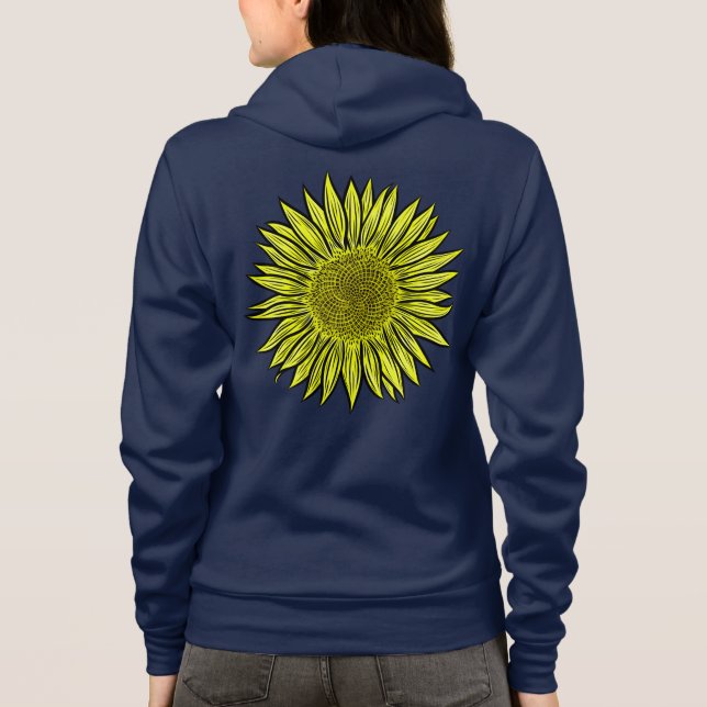 Sudadera Floral Rústico Amarillo Giro mano de girasol (Reverso)