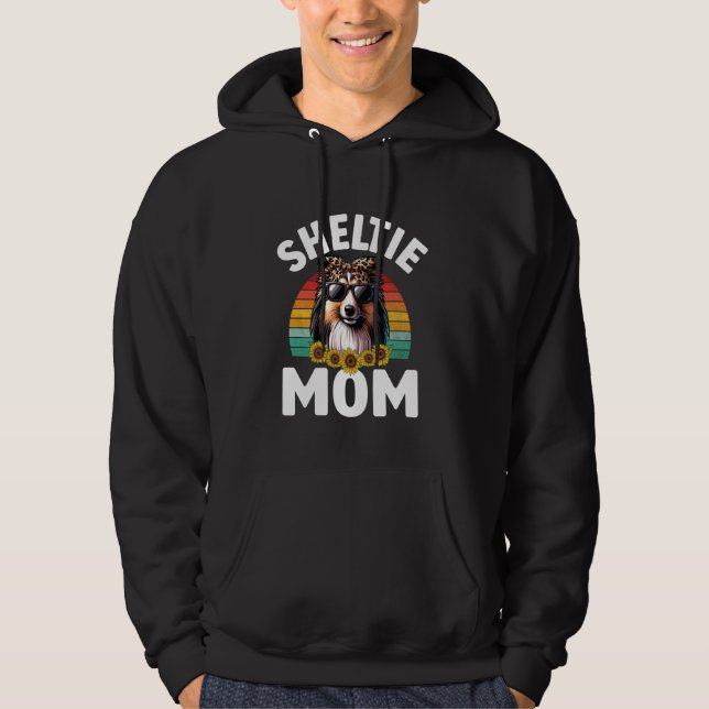 Sudadera Floral Shetland Sheepdog Mama Retro Sheltie Mom Mo (Anverso)