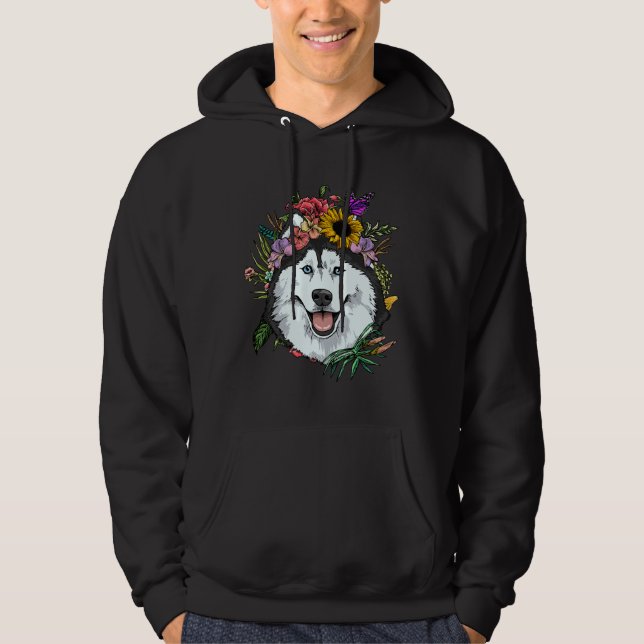 Sudadera Floral Siberian Husky Dog Spring Nature Siberian H (Anverso)