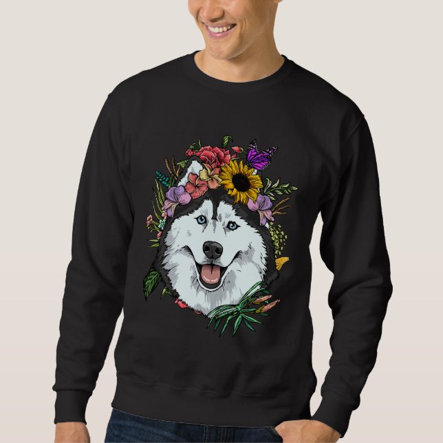 Sudadera Floral Siberian Husky Dog Spring Nature Siberian H (Anverso)