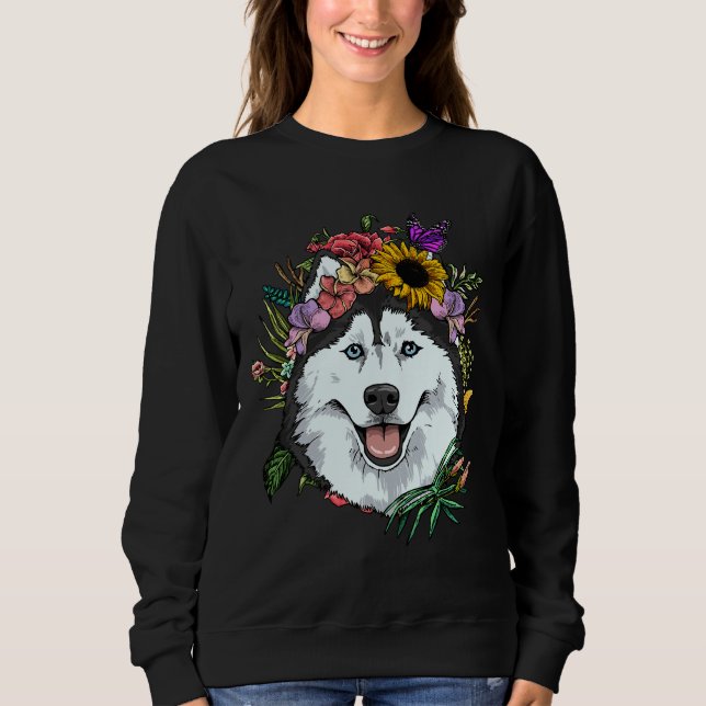 Sudadera Floral Siberian Husky Dog Spring Nature Siberian H (Anverso)