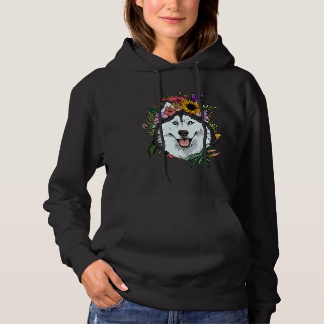Sudadera Floral Siberian Husky Dog Spring Nature Siberian H (Anverso)