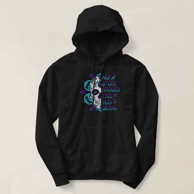 Sudadera Floral Skull Suicide Awareness Mental Health  (Diseño del anverso)
