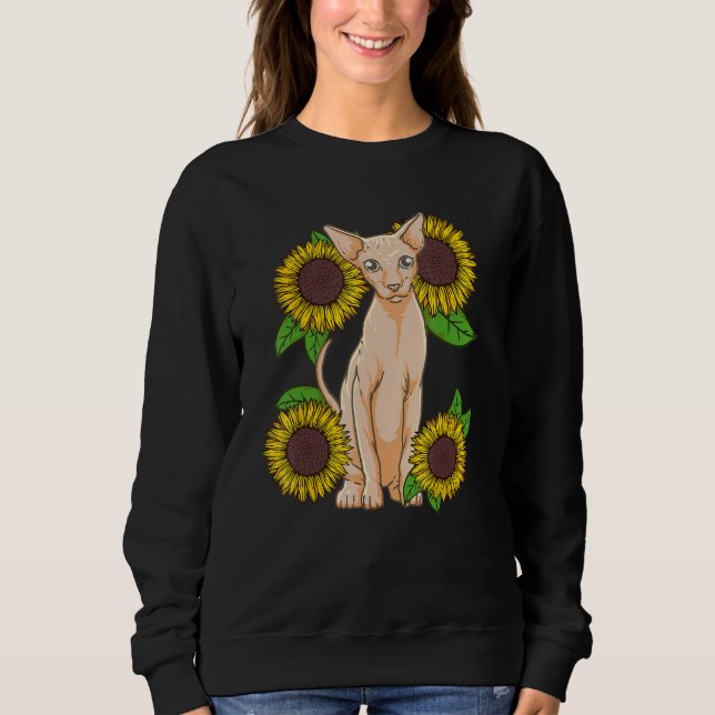 Sudadera Floral Sunflower Sphynx Cat Lover (Anverso)