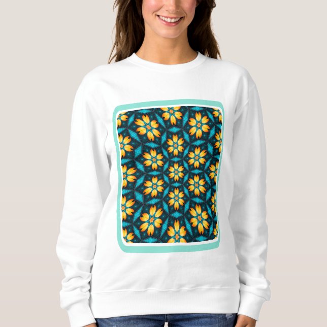 Sudadera Flores abstractas amarillas (Anverso)