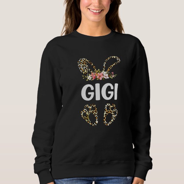 Sudadera Flores adorables leopardo Gigi Bunny El día de la  (Anverso)