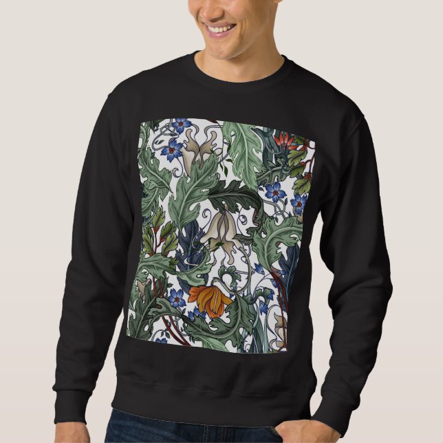 Sudadera Flores, arte deco, moderno, sin costura. (Anverso)