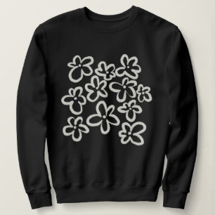 Sudadera Flores blancas sobre negro