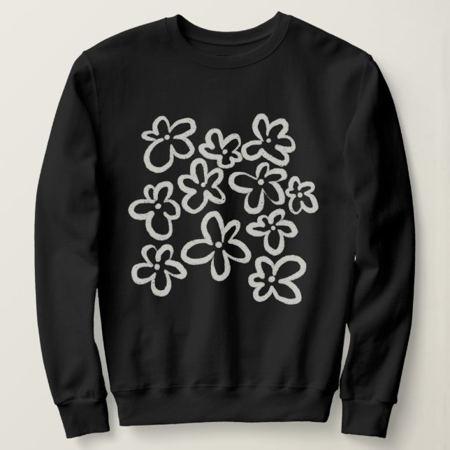 Sudadera Flores blancas sobre negro (Anverso del diseño)