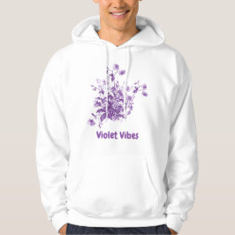 Sudadera flores capucha blanca y violeta
