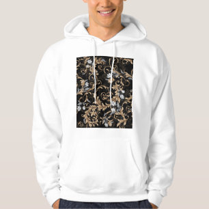 Sudadera Flores clásicas barrocas: fondo negro.