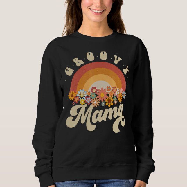 Sudadera Flores color arcoiris Groovy Mama Retro (Anverso)