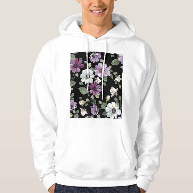 Sudadera Flores Cosmos Elegantes: Sin Marea acuarela. (Anverso)