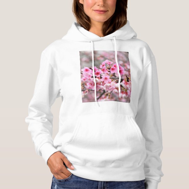 Sudadera Flores de árbol rosa floral japonesa de cerezo (Anverso)
