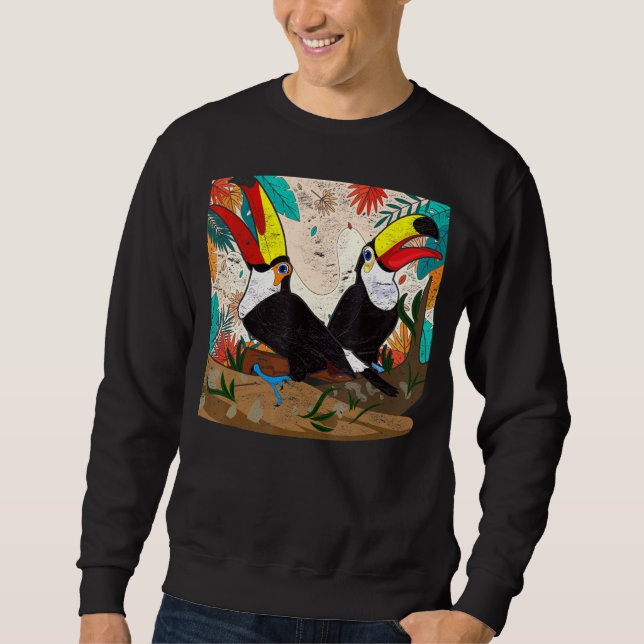 Sudadera Flores de fauna y flora exóticas de aves tropicale (Anverso)