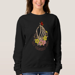 Sudadera Flores de mariposa de mano de esqueleto Hippie Flo