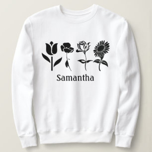 Sudadera Flores de mes de nacimiento personalizadas en negr
