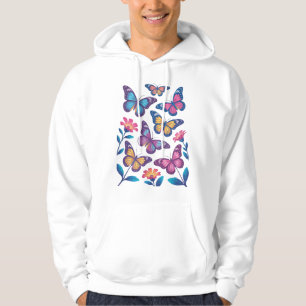 Sudadera Flores de neón con seis mariposas brillantes